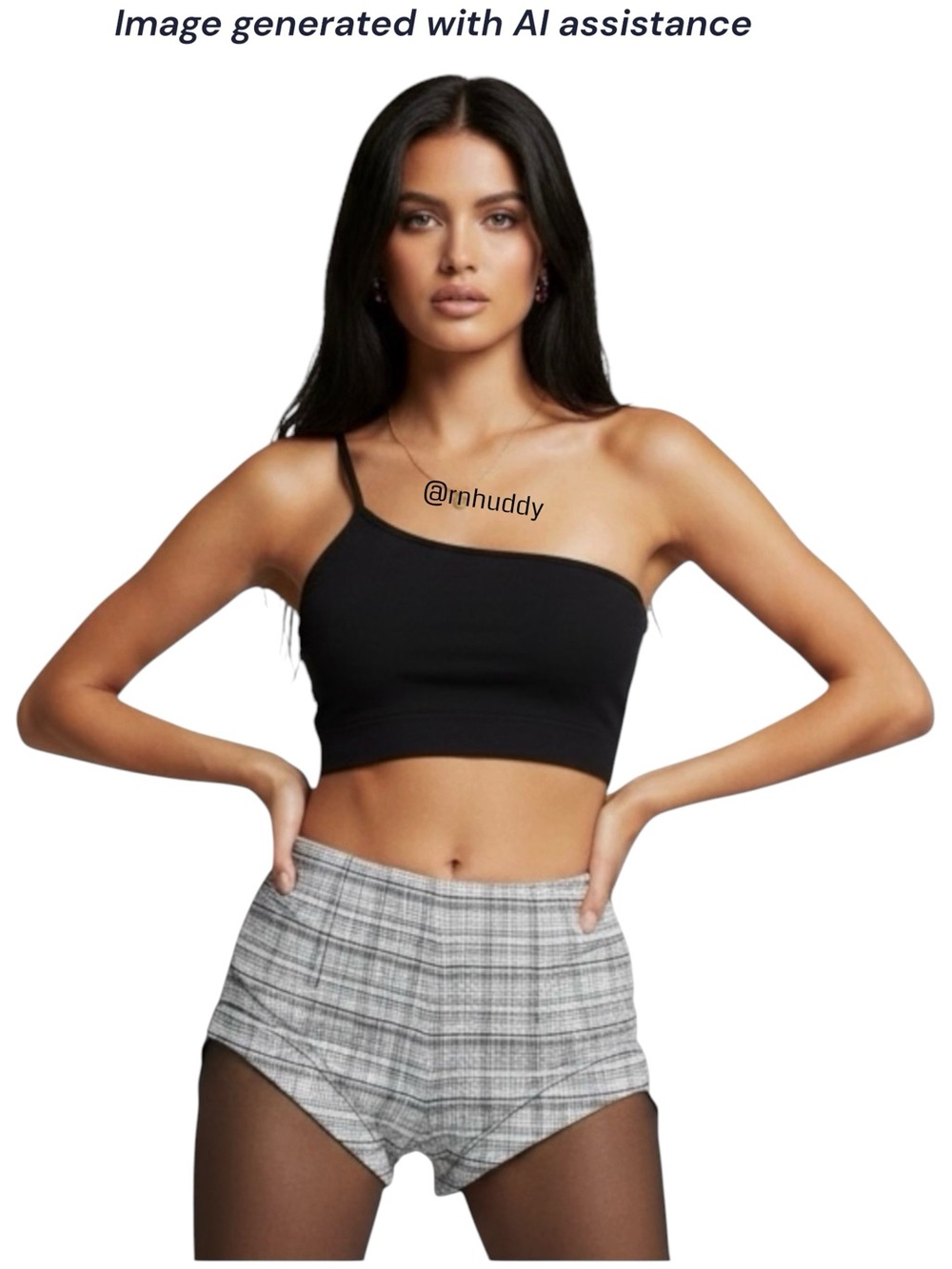 ARE YOU AM I M black Wylie Cropped One Shoulder Tank